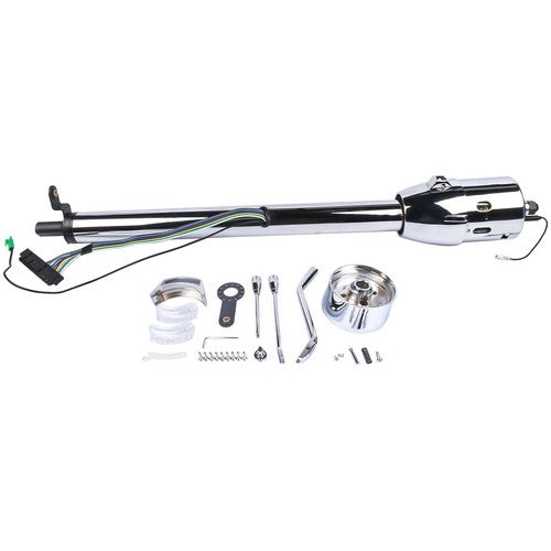DURAFORCE 30" Chrome Stainless Automatic Steering Column w/9 Hole Wheel Adapter non-keyed