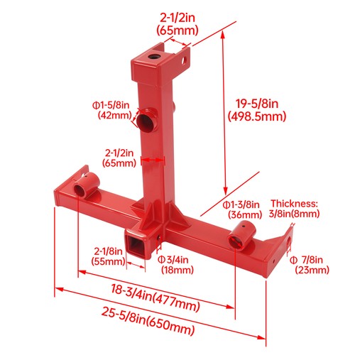 DURAFORCE 3 Pt Gooseneck Ball Hitch Adapter 2" Receiver Trailer Drawbar For Cat1 tractors