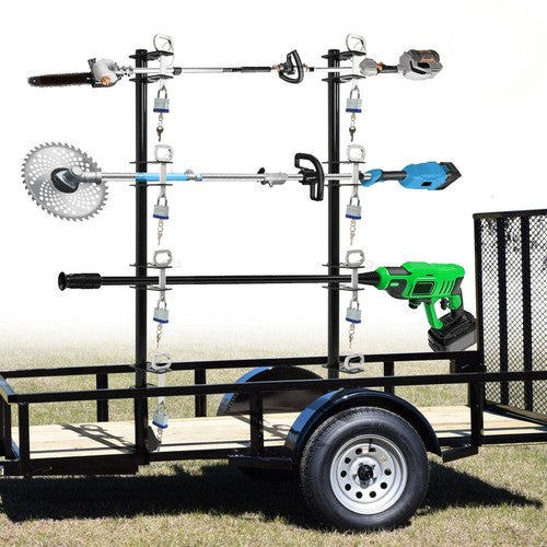 DURAFORCE For Enclosed/Open Trailer Pair 4 Place Lockable Weeder Trimmer Rack Holders