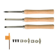 DURAFORCE Carbide Woodturning Tool Mini Size 3 Piece Set Includes Diamond Shape Round