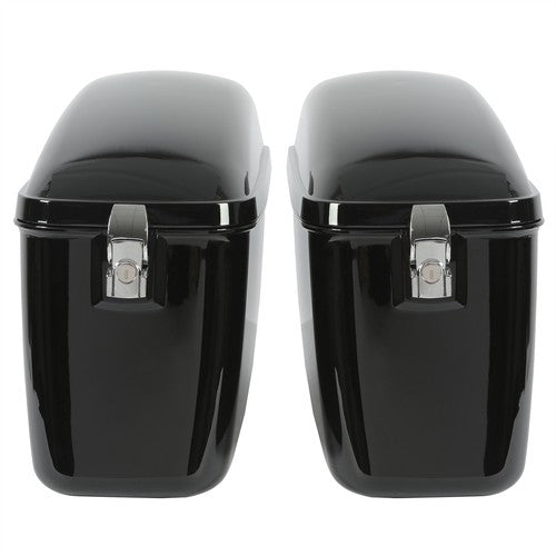 DURAFORCE Vivid Black Large Hard Saddle Bag Trunk For Harley Davidson Honda Yamaha Cruiser