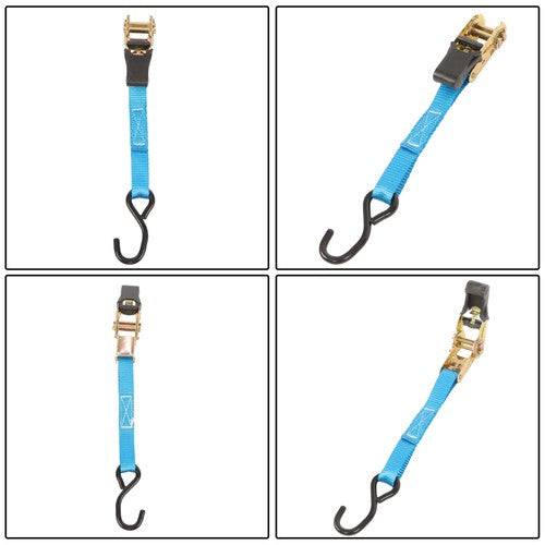 DURAFORCE Ratchet Strap 6 Pcs+Polyester 566lbs Fracture Strength 1700lbs 1in*20ft S Hooks