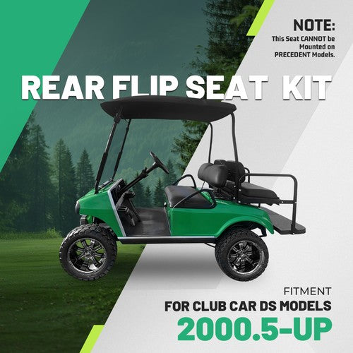 DURAFORCE Flip Folding Rear Seat Kit Back Seat For 2000.5-Up Club Car DS Golf Cart 400 lbs