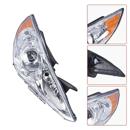 DURAFORCE Halogen Clear New LH+RH Headlights Assembly Lamps For Hyundai Sonata 2011-2014