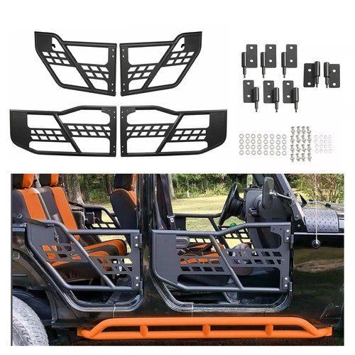 DURAFORCE Textured Tube Safari Tubular Doors Front Rear for Jeep Wrangler JK 07-18 4DR