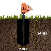 DURAFORCE 2" x 24" Auger Drill Bit For Garden Plant Bulb Rapid Planter For 3/8in Hex Drill