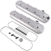 DURAFORCE GM LS Cast Aluminum Tall Silver Pair Valve Covers w/ Coil Mounts For LS1 LS2 LS3