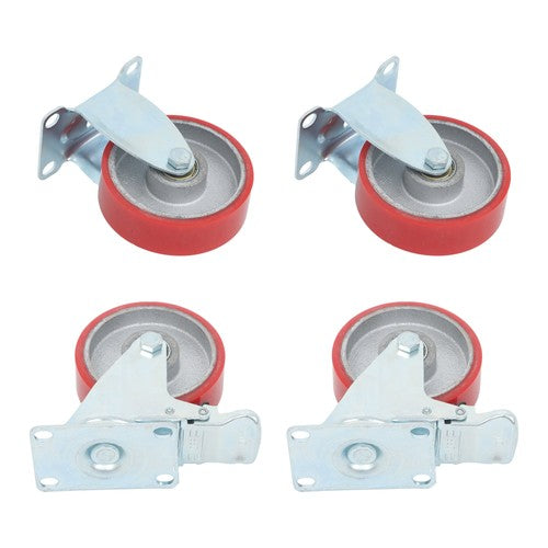 DURAFORCE 4 Inch - 4 Industrial Casters - two with brakes, two without