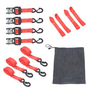 DURAFORCE 4 Pcs Steel Ratchet Strap with S Hooks 1.6in*8ft Fracture Strength 5208lbs Red