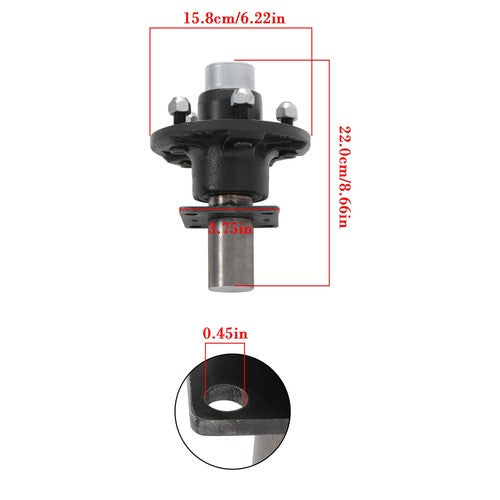 DURAFORCE New Pre-assembled - 5-Lug - 4.5" Hub Kit & Flange #84 Spindle with Bearing Kit