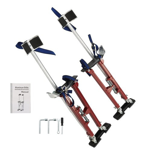 DURAFORCE Aluminum Drywall Adjustable Height Stilts Tool For Painter Taping Red 24"-40"