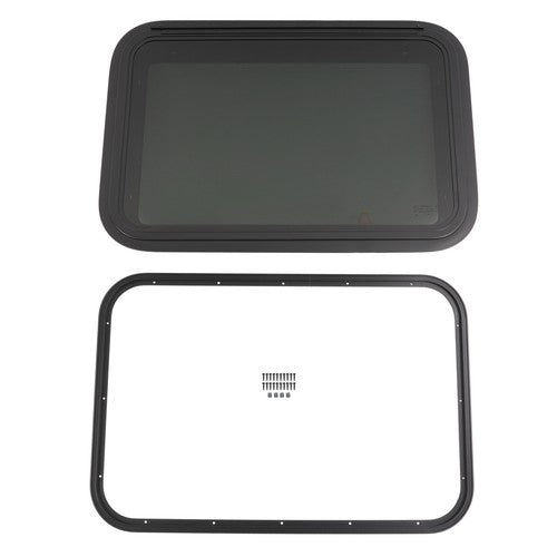 DURAFORCE 30"×20" Emergency Exit Push-Out Glass Window for RV Camper Window w/ Trim&Screen