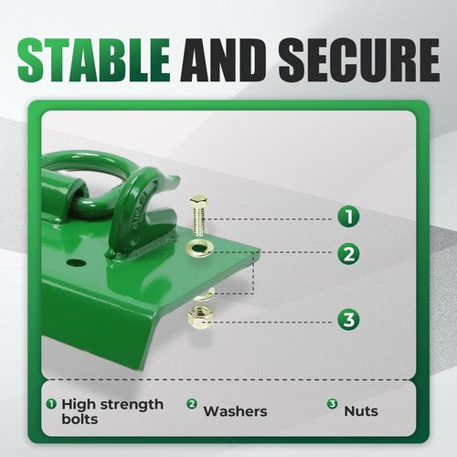 DURAFORCE Bolt On Grab Hooks & D Rings 2" Receiver For John Deere 1025R 2320 2520 Tractor