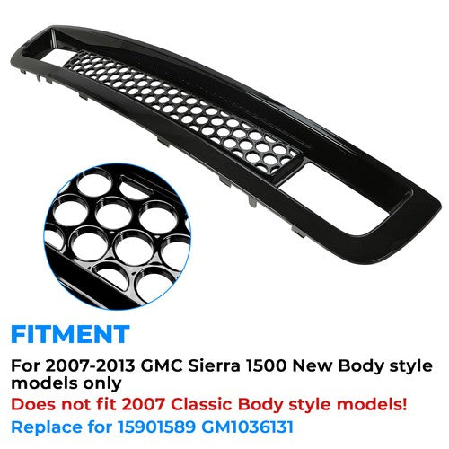 Lower Bumper Mesh Grille Gloss Black for 07-13 Sierra 1500 Denali Pickup