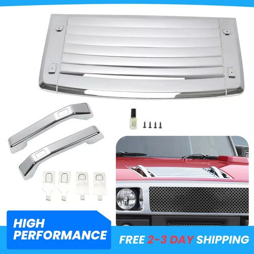 DURAFORCE Hood Deck Vent Panel Handle Cover Trim Chrome For 2006 To 2010 Hummer H3