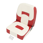 DURAFORCE Boat Seat Low Back Folding Fishing White+Red Seat Captain Chair Foam Padding