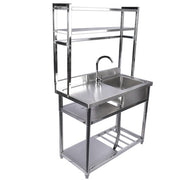 DURAFORCE 39.4in Stainless Steel Utility Sink Set Left Platform Commercial Sink w/ Shelves