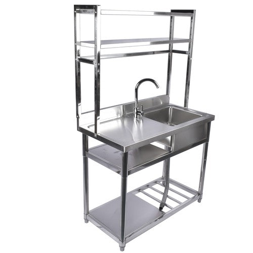 DURAFORCE 39.4in Stainless Steel Utility Sink Set Left Platform Commercial Sink w/ Shelves