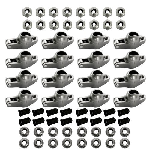 DURAFORCE 16Pcs Steel Roller Rocker Arms for Small Block Chevy 350 1.6 Ratio 3/8" Stud New