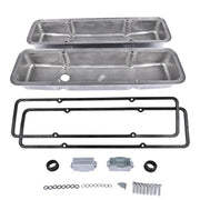 DURAFORCE Retro Finned Polished Aluminum Short Valve Covers Fits 1958-86 SBC Chevy 350 400