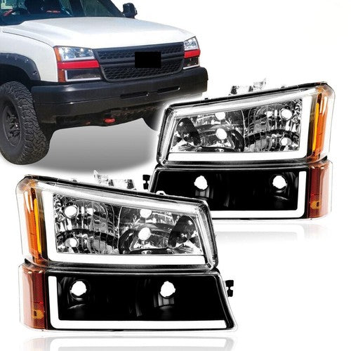 DURAFORCE FOR CHEVY SILVERADO AVALANCHE 03-07 LED DRL HEADLIGHT BUMPER LAMPS CHROME/BLACK