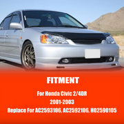 DURAFORCE Fit 2001-2003 Honda Civic Front Bumper Fog lights Clear Lens Halogen Fog lamp