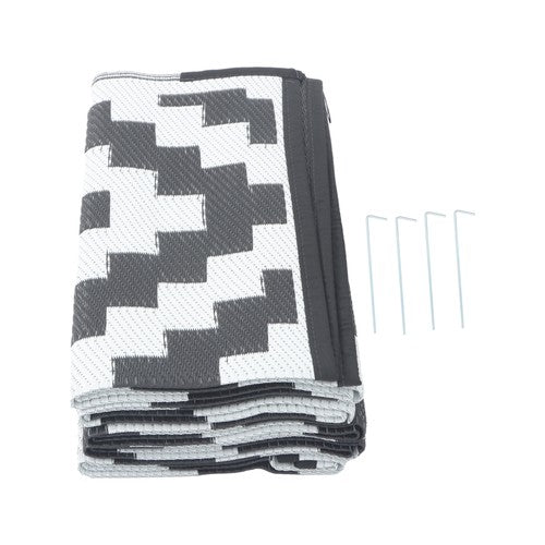 DURAFORCE Black & White Outdoor Waterproof Plastic Rug For Camping Outdoor Carpet 8x10ft