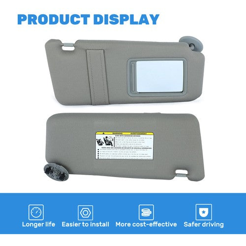 Gray Car Sun Visor Pair Left Right Side for Toyota Camry 2007-2011