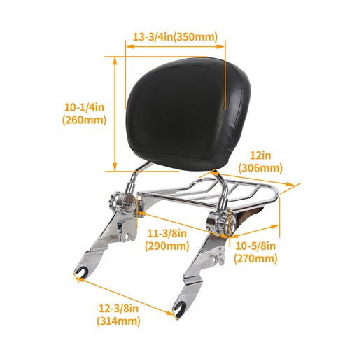 DURAFORCE Adjustable Backrest Sissy Bar Luggage Rack For Harley Touring Road Glide 2009-24