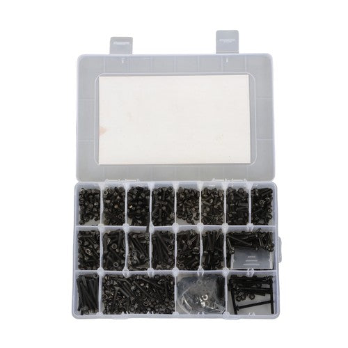 DURAFORCE 1590 pcs M3 Screw Kit with Hex Button and Socket Head Bolts, Nuts, and Washers