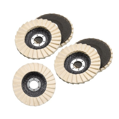 DURAFORCE 5PCS 4.5"×7/8" Felt Flap Disc Polishing Flap Discs Wool Flap Buffing Wheel Pad