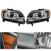 DURAFORCE Headlights Black Fit For Chevy Colorado 2015-2022 Halogen Projector LH & RH Pair