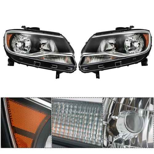 DURAFORCE Headlights Black Fit For Chevy Colorado 2015-2022 Halogen Projector LH & RH Pair
