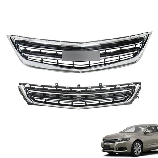 DURAFORCE 2PCS Black Front Upper & Lower Grille For Chevrolet Impala 2014-2020 Chrome New