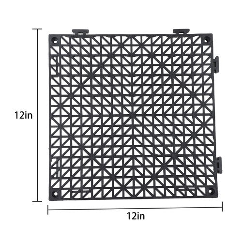 DURAFORCE 50Pack 12 x12in Interlocking Drainage Floor Tile Modular Interlocking Tile Black