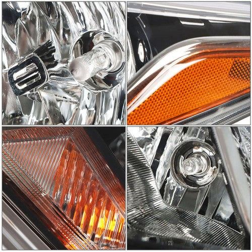 DURAFORCE Pair Headlights Assembly Set Fit Clear Lens Chrome For Nissan Versa 2020-2021
