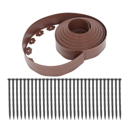 DURAFORCE Garden Edging Kit With Anchoring Spikes Plastic No Dig Lawn Border L-shaped Lawn