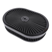 DURAFORCE 12" x 2" Super Flow Oval Air Cleaner Set with Washable Black Element, Black Trim