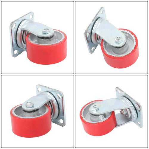 DURAFORCE 4"X 2" Heavy Duty Casters - Polyurethane Caster with Capacity up to 2800 LBS