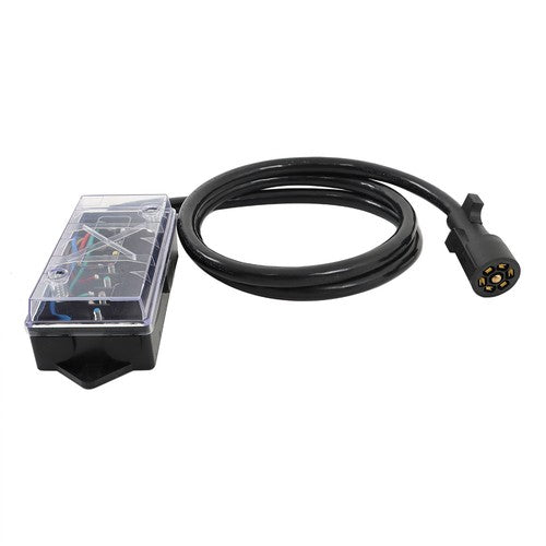 DURAFORCE 7 Way Plug Inline Pre-Wired Trailer BLACK Cord w/Junction Box 6 Ft Wiring Cable
