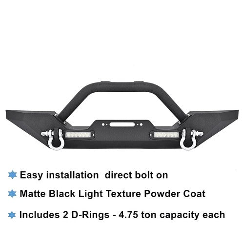Front Bumper With Winch Plate D Rings Rock Crawler for Jeep Wrangler 87-06 TJ YJ