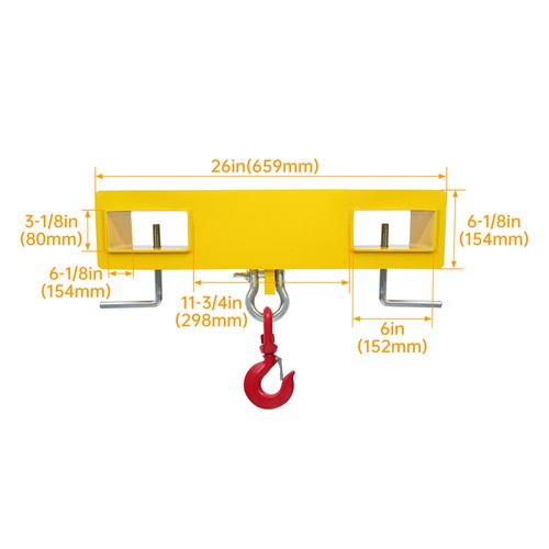 DURAFORCE 6600lbs Forklift Lifting Hoist Swivel Hook Mobile Crane Attachment w/L-Screws