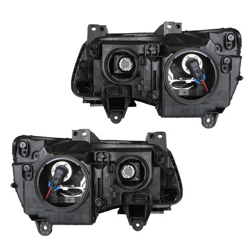 DURAFORCE Pair Headlights Headlamps Halogen Black Clear Lens For Chrysler 300 2011-2014