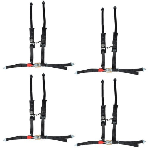 DURAFORCE 4 Pack ATV Seat Belt Harness 4 Point 2" Padded Black For Polaris RZR XP S 4 1000