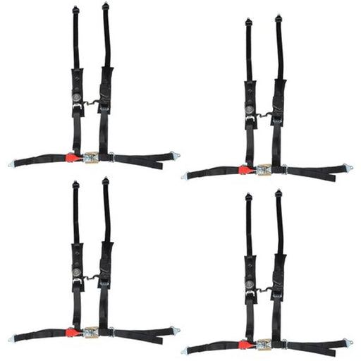 DURAFORCE 4 Pack ATV Seat Belt Harness 4 Point 2" Padded Black For Polaris RZR XP S 4 1000