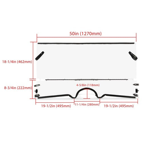 DURAFORCE 1/4" Clear Front Folding Full Windshields For 04-13 Yamaha Rhino 450 660 700 UTV