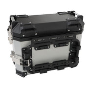 DURAFORCE Silver 36L Motorcycle Side Case Hard Saddlebag Box Trunk Tour with Support Racks