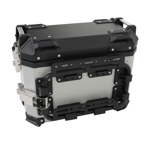 DURAFORCE Silver 36L Motorcycle Side Case Hard Saddlebag Box Trunk Tour with Support Racks