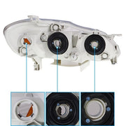 DURAFORCE Headlights For Toyota Corolla 2003-2008 LH+RH 1Pair Chrome Housing Clear Lens
