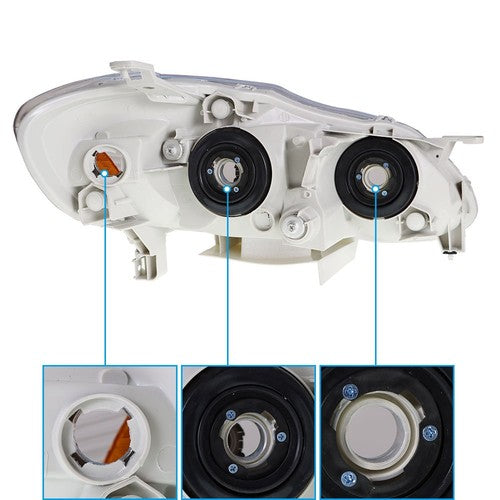 DURAFORCE Headlights For Toyota Corolla 2003-2008 LH+RH 1Pair Chrome Housing Clear Lens